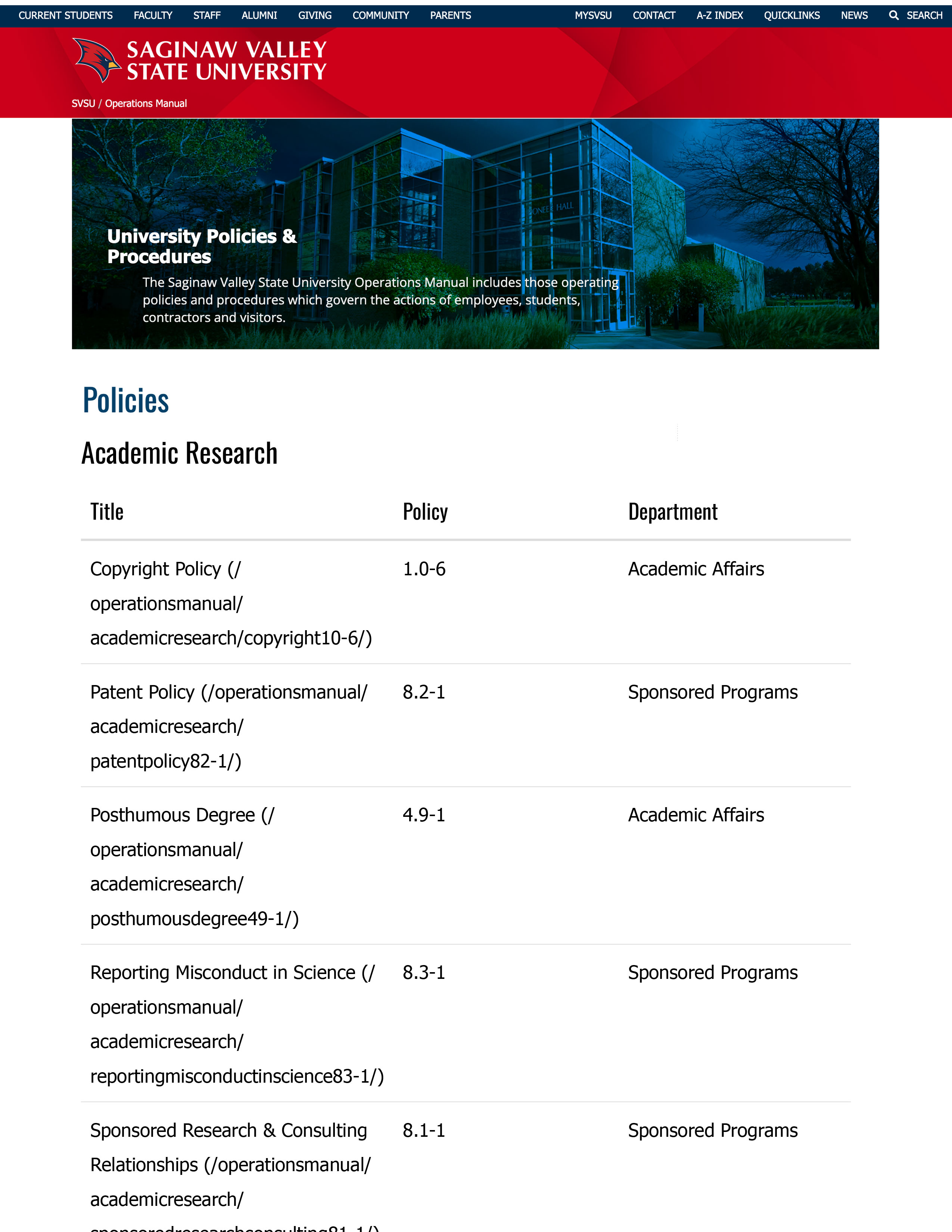 SVSU Operations Manual